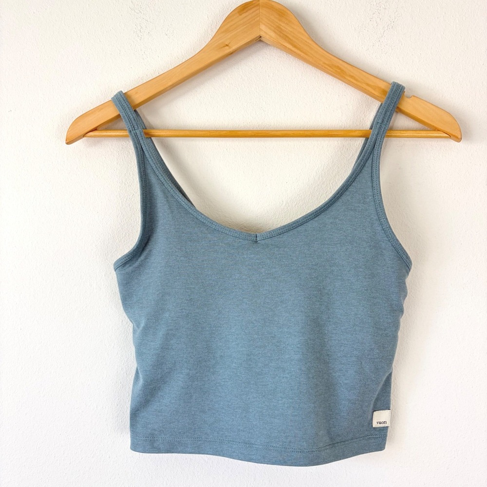 Vuori Mindset Bra Tank Blue Heather V-Neck Cropped Camisole VW1005 Womens Small